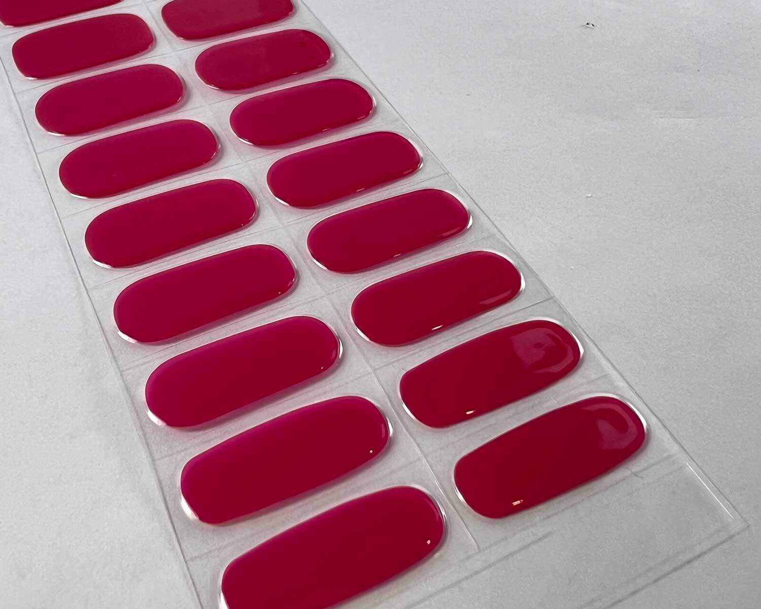 Lipstick love pink semi-cured gel nails on angle zoomed in on white background